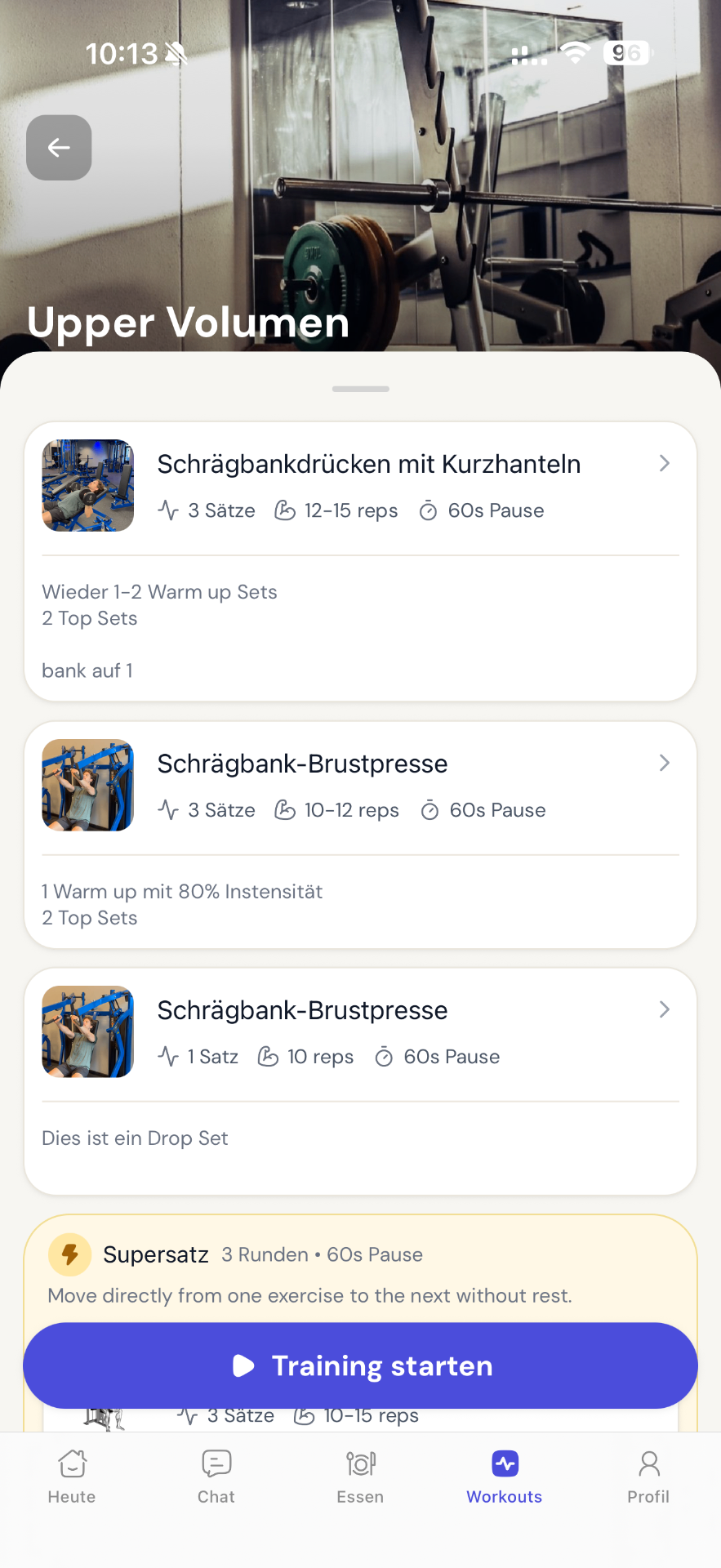 Trainingsplan Screenshot